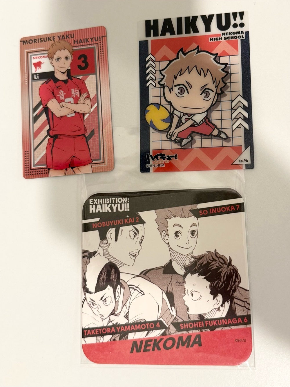 Anime official collectible haikyuu haikyu nekoma cards and coaster